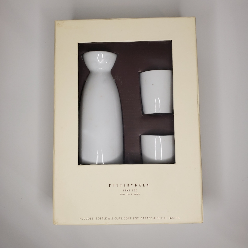 Pottery Barn White Take Out Sake 3 Piece Set